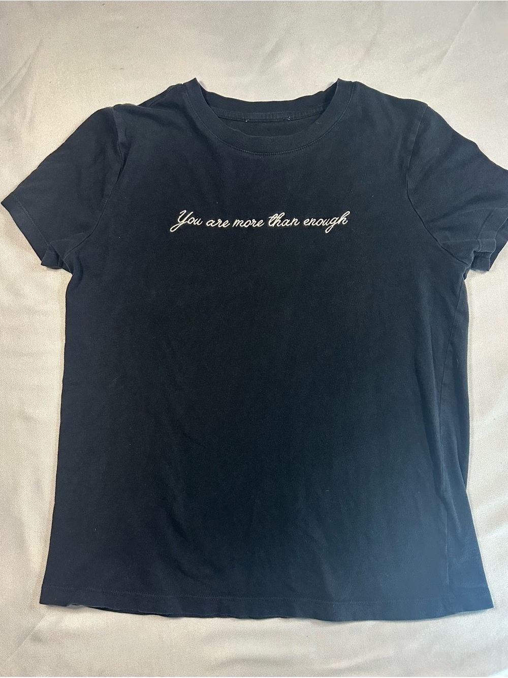 Embroidered‎ Message Black Tee - You Are More Than Enough